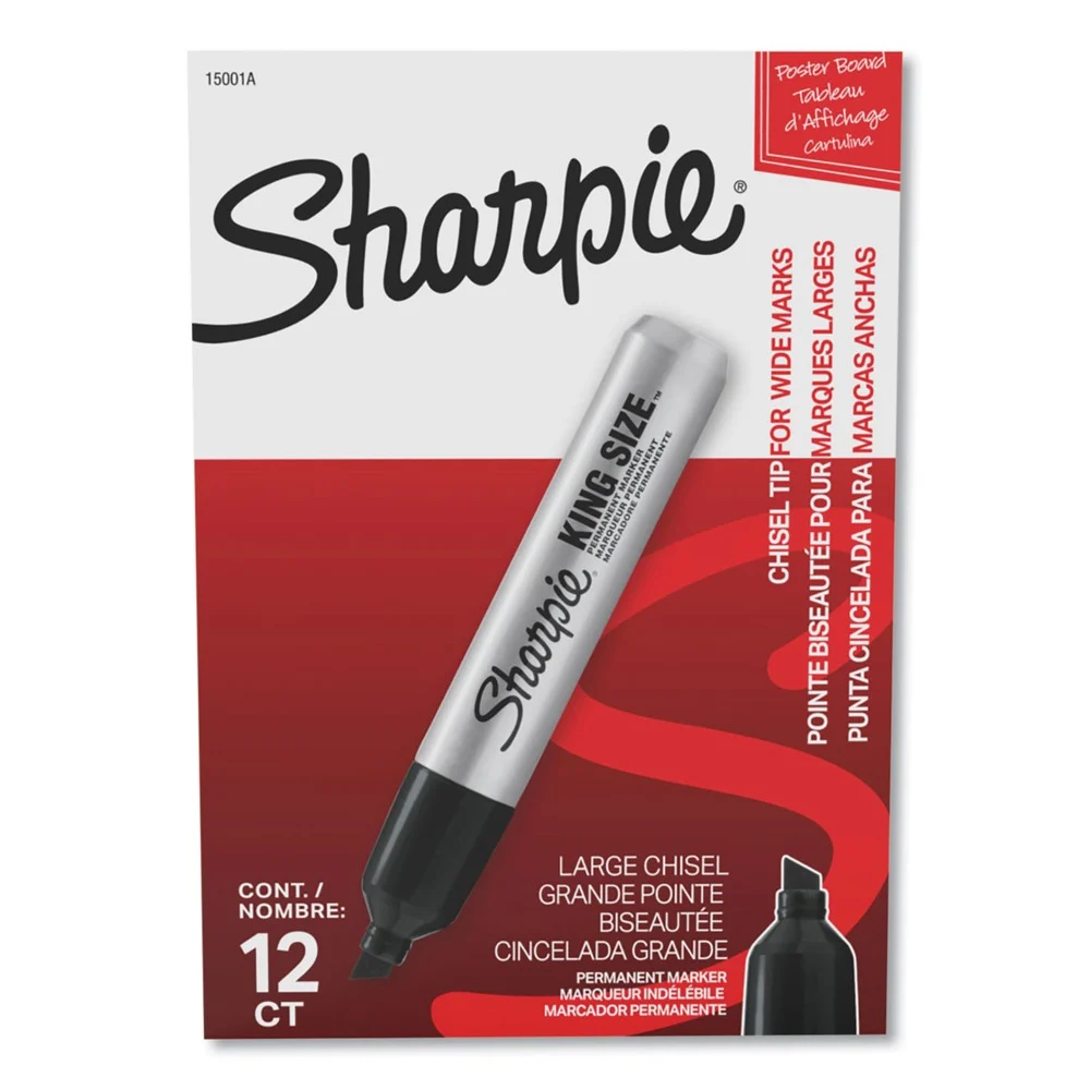 Sharpie King Size Broad Chisel Tip Permanent Marker - Black (1-Dozen)