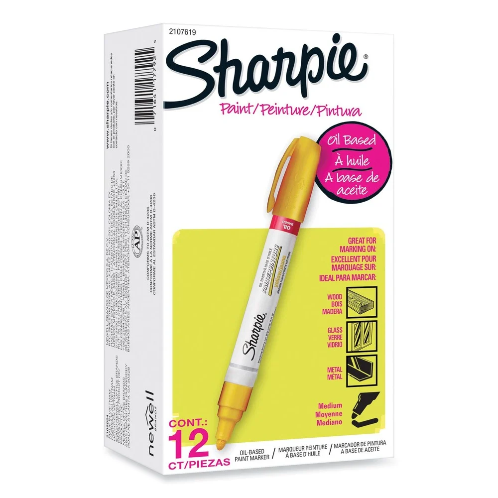 Sharpie Medium Bullet Tip Permanent Paint Marker - Yellow (1 Dozen)