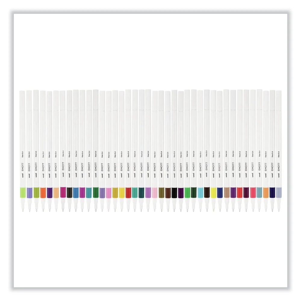 uni-ball Fine 0.4 mm Stick EMOTT ever fine Porous Point Pen - Assorted Ink Colors, White Barrel (1 Set)