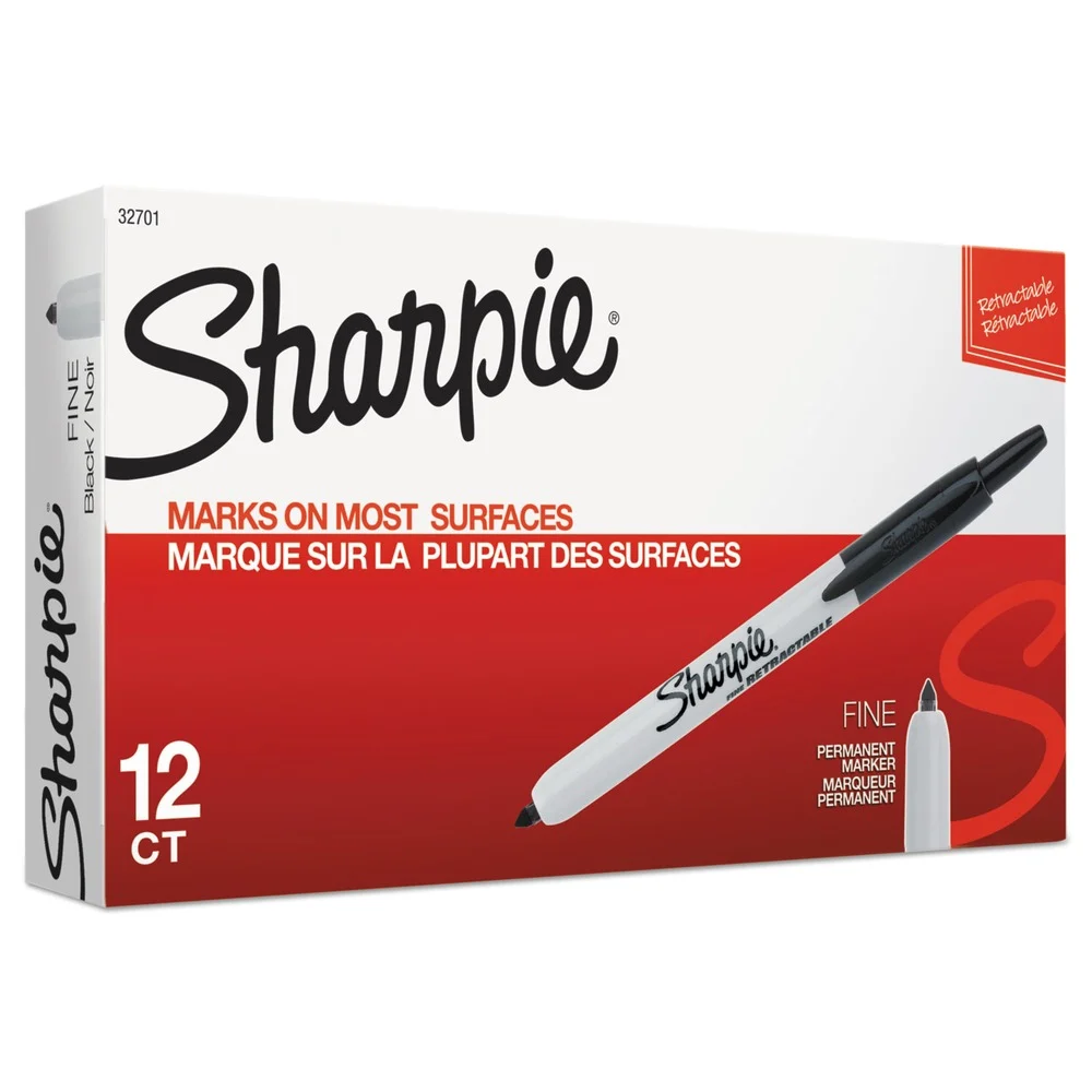 Sharpie Fine Bullet Tip Retractable Permanent Marker - Black (1-Dozen)