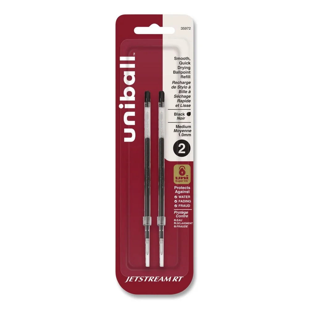 uni-ball Bold Conical Tip Refill for JetStream RT Pens - Black Ink (2/Pack)
