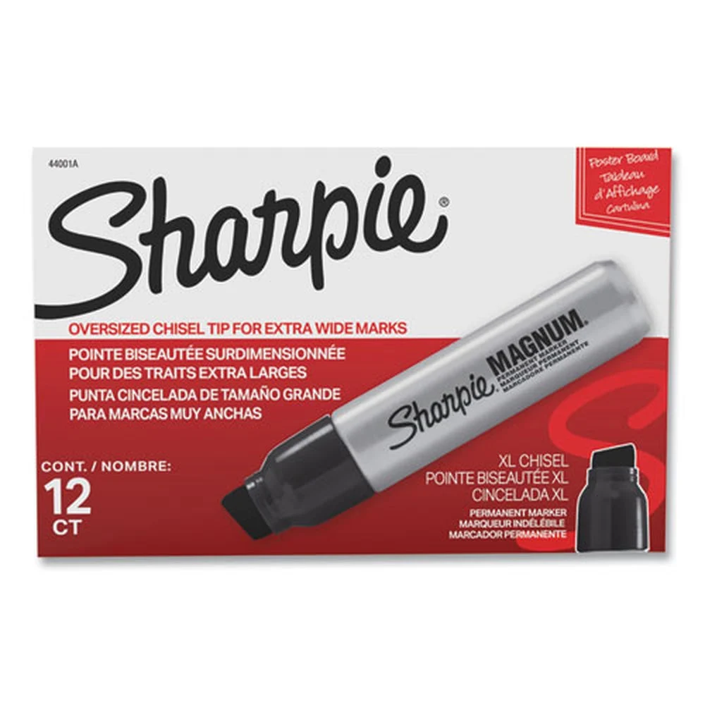 Sharpie Broad Chisel Tip Magnum Permanent Marker - Black (12/Carton)