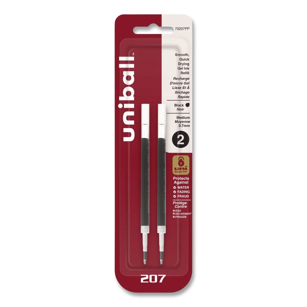uni-ball Medium 0.7 mm Conical Tip Refill for Signo Gel 207 Pens - Black Ink (2/Pack)