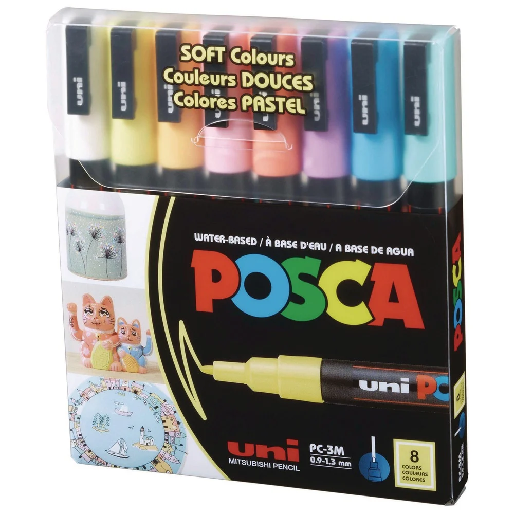 uni-ball Fine Bullet Tip 0.9 mm/1.3 mm Water-Based Paint Markers - Assorted Colors (8/Set)