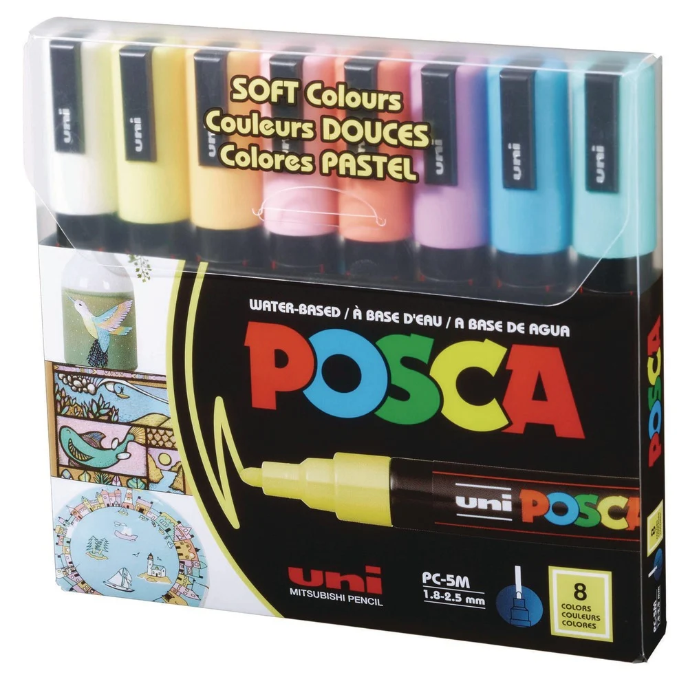 uni-ball Medium Bullet Tip 1.8 mm/2.5 mm Water-Based Paint Markers - Assorted Colors (8/Set)
