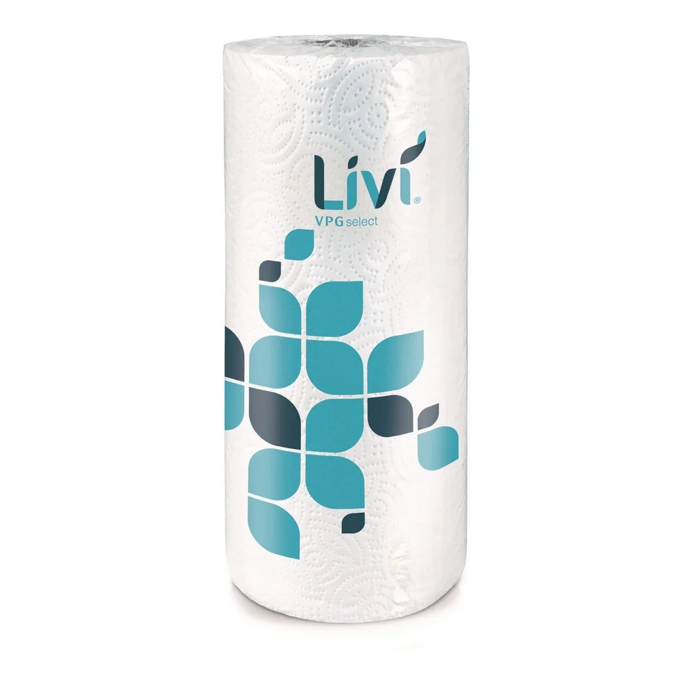 Livi VPG Select 10.98 in. x 9.98 in. 2-Ply Kitchen Roll Towel - White (30 Rolls/Carton)