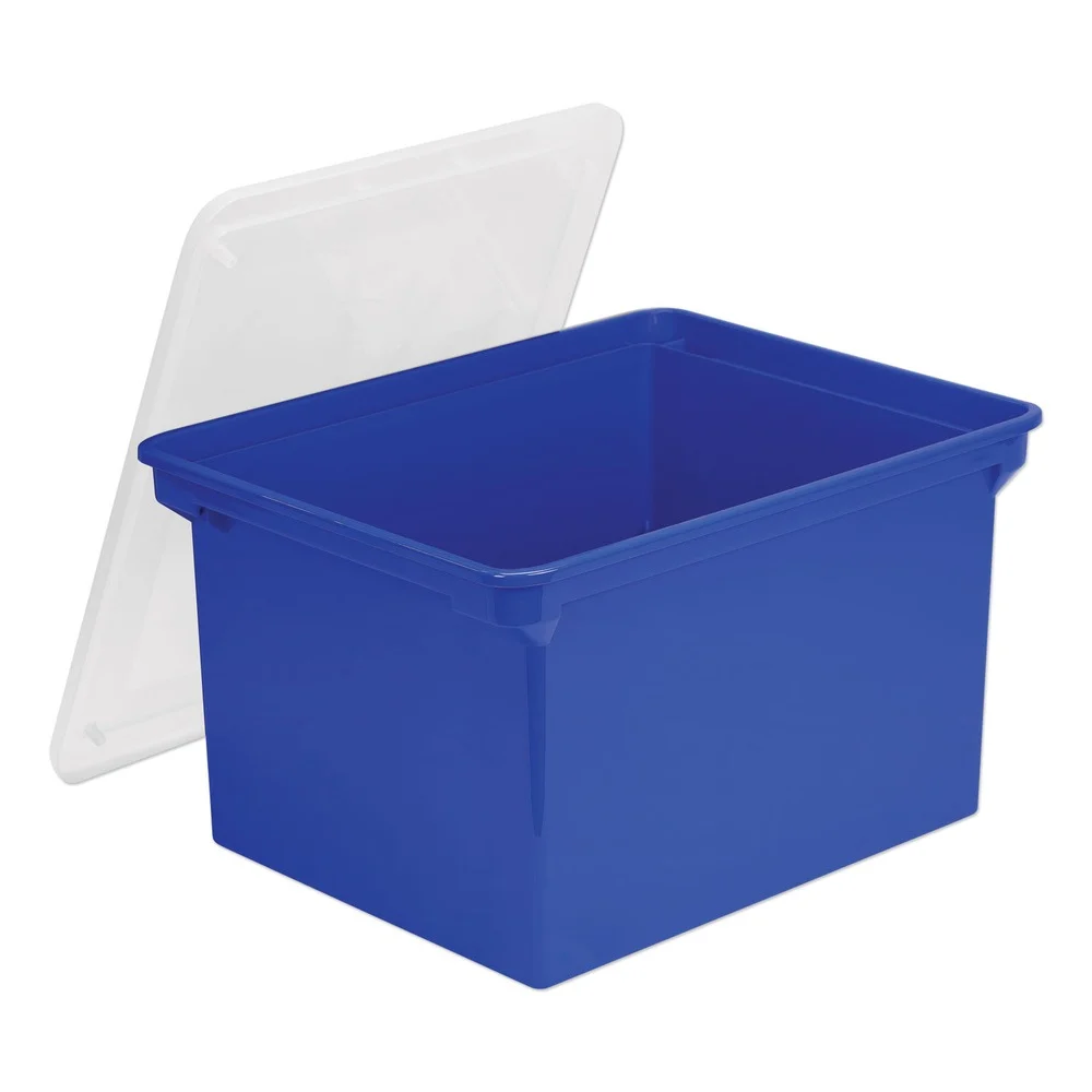 Storex 18.5 in. x 14.25 in. x 10.88 in. Plastic Letter/Legal File Tote - Blue/Clear