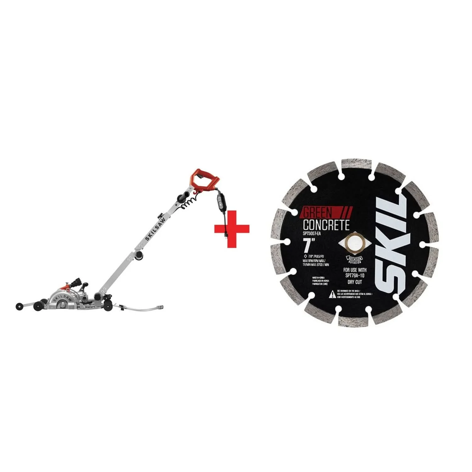 SKIL 7 In. Walk Behind Worm Drive for Concrete plus Green Cut Early Entry Attachment