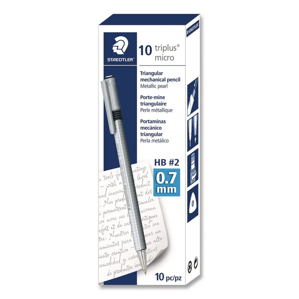 Staedtler Mechanical Pencils, 0.7 mm, HB (#2), Black Lead, Pearl Barrel, 10/Box