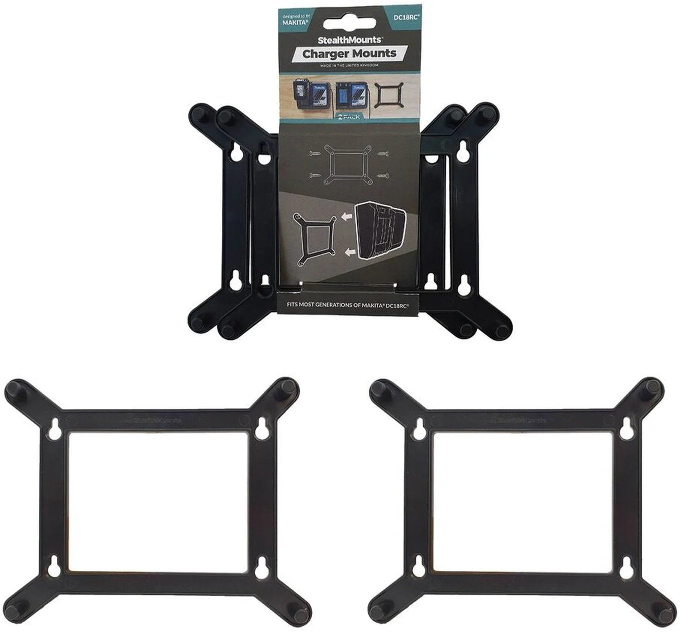 StealthMounts Charger Mounts for Makita DC18RC, 2-Pack