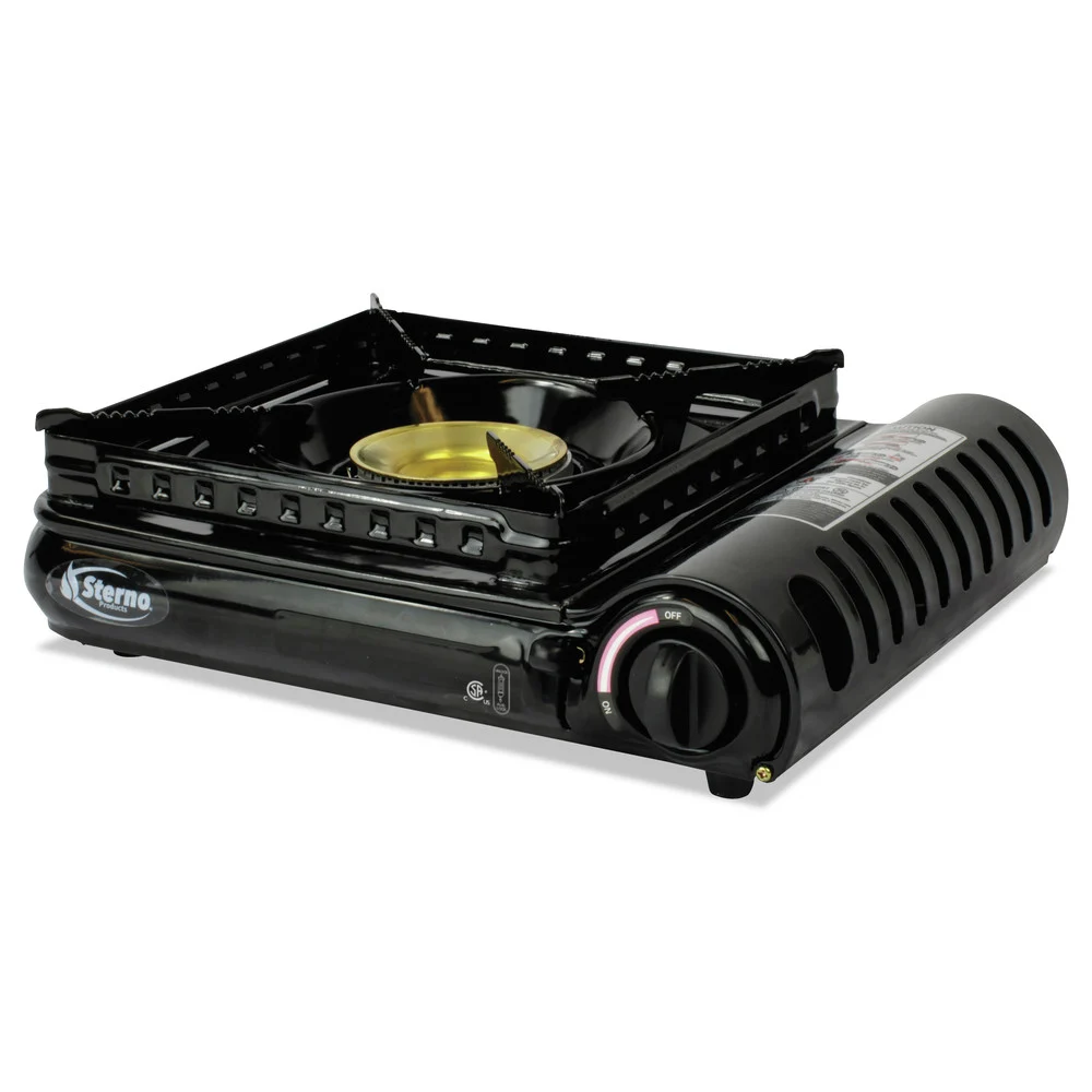 Sterno 6-Piece/Carton 13 in. x 11 in. x 3.75 in. 15000 BTU Butane Stove - Black
