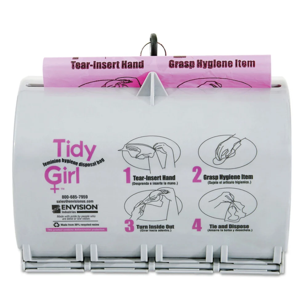 Tidy Girl Plastic Feminine Hygiene Disposal Bag Dispenser - Gray