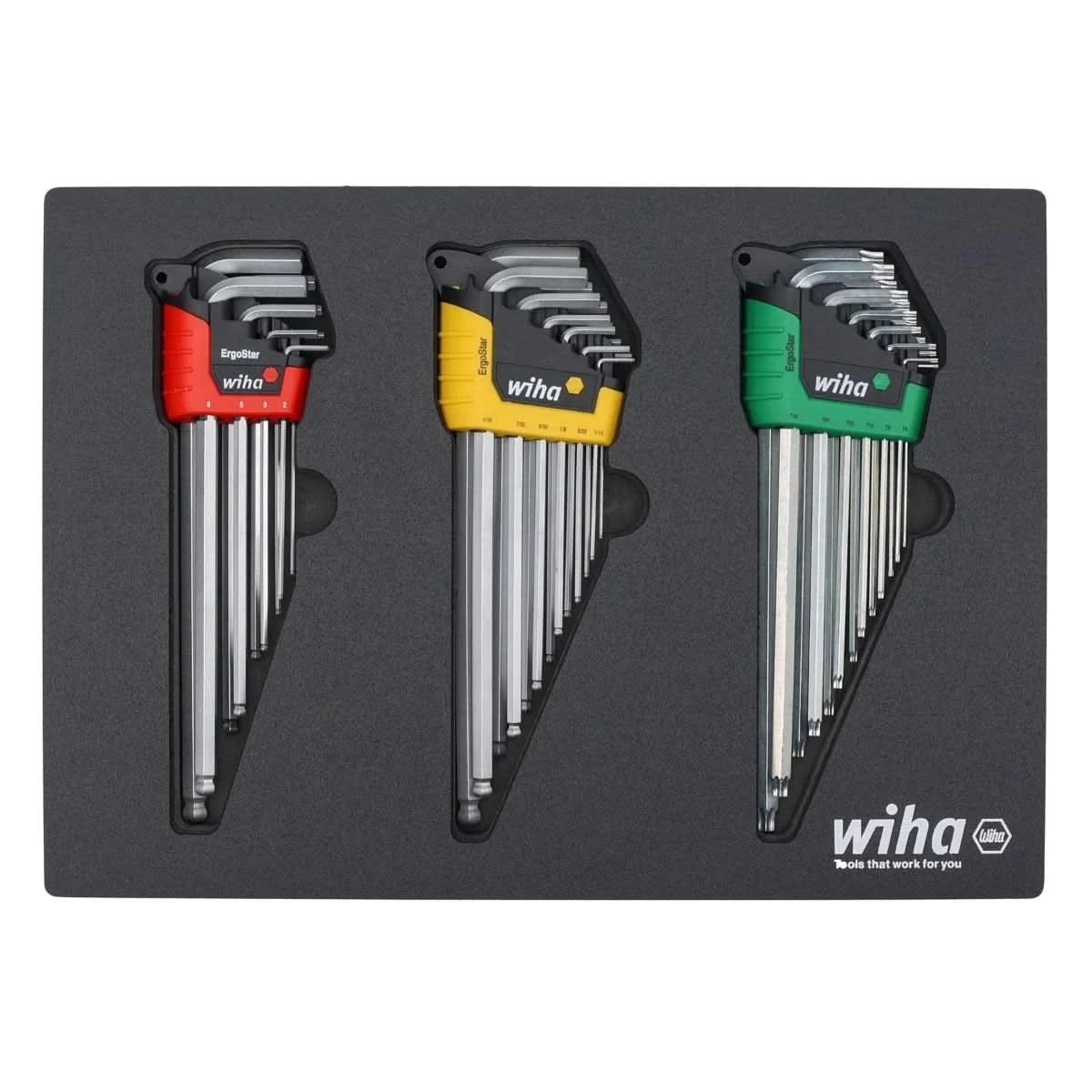 Wiha 66979-WIHA 35 Piece ErgoStar L-Key Foam Tray Set