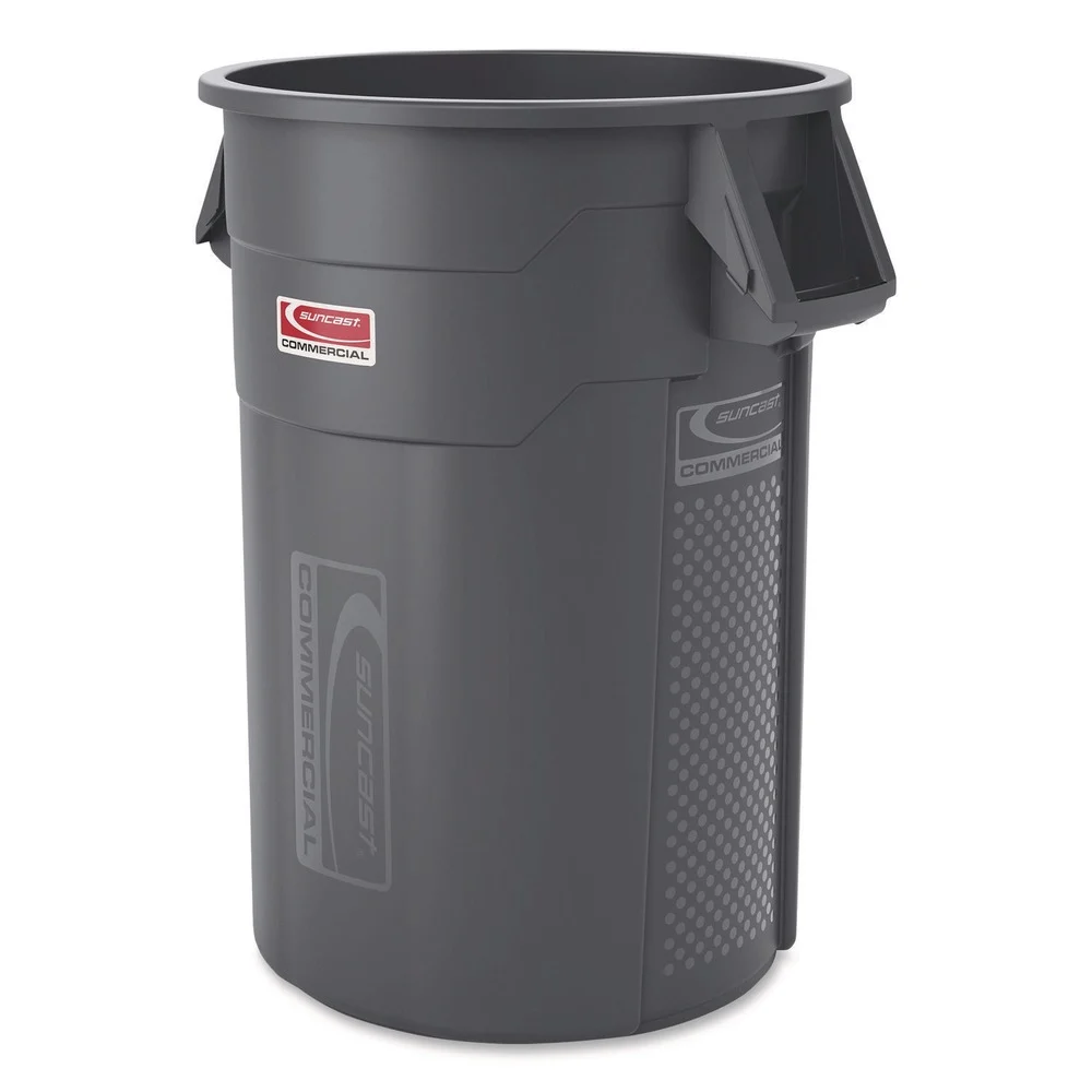 Suncast Commercial Injection Molded Utility Trash Can, 44 gal, Plastic/Resin, Gray