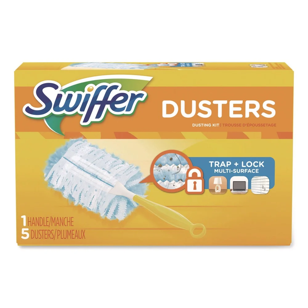 Swiffer Dust Lock Fiber 6 in. Handle Dusters Starter Kit - Blue/Yellow (1-Kit)