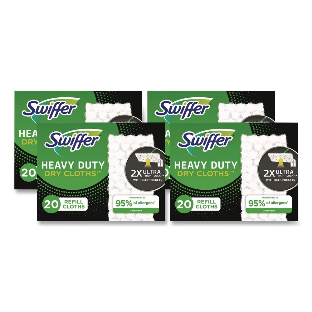 Swiffer 10.3 in. x 7.8 in. Heavy-Duty Dry Refill Cloths - White (80/Carton)