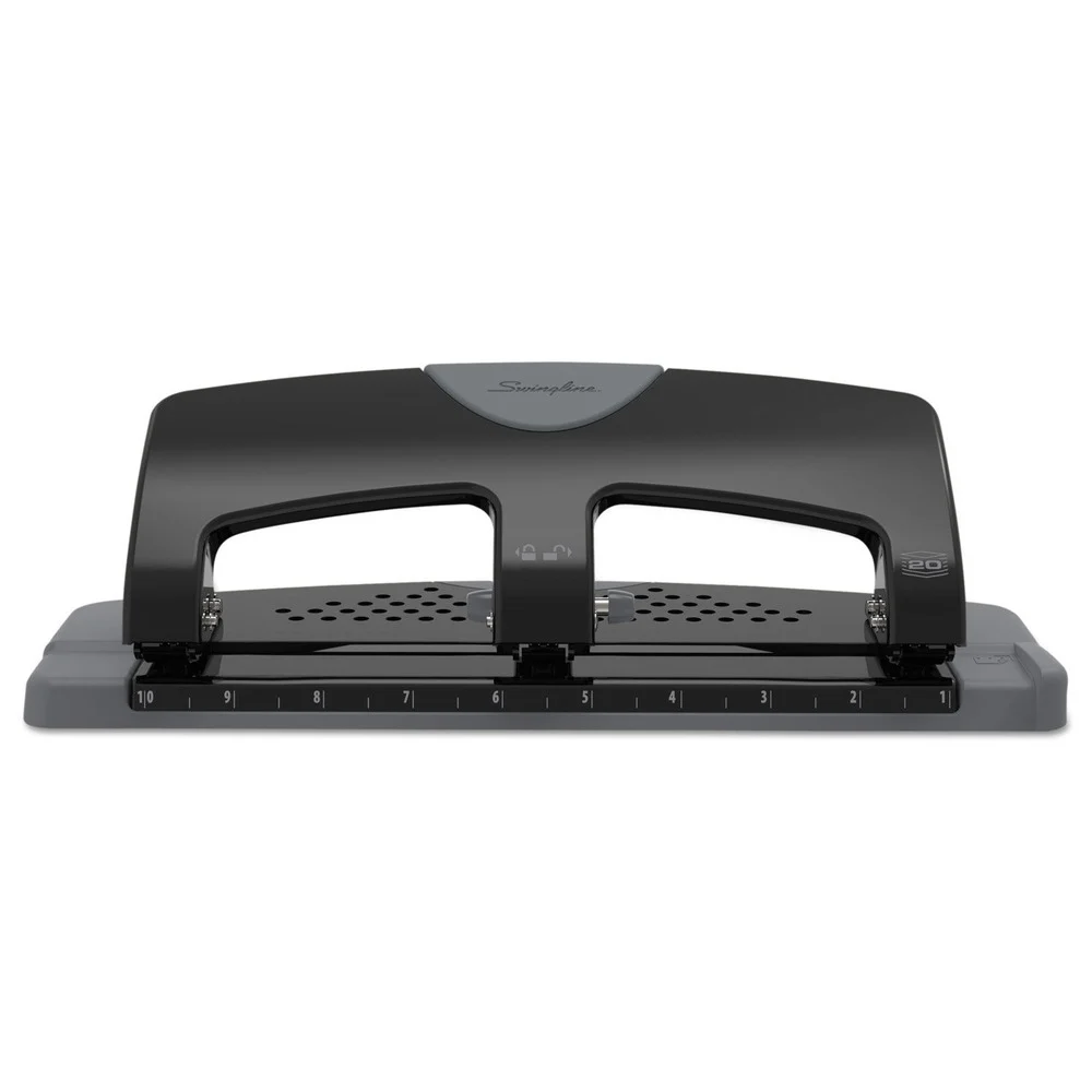 Swingline SmartTouch 9/32 in. Holes 20-Sheet Three-Hole Punch - Black/Gray