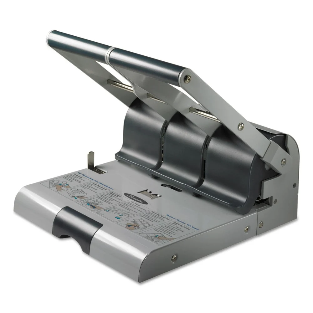 Swingline 160-Sheet Antimicrobial Protected Adjustable 2-To-3 9/32 in. Hole Punch - Putty/Gray