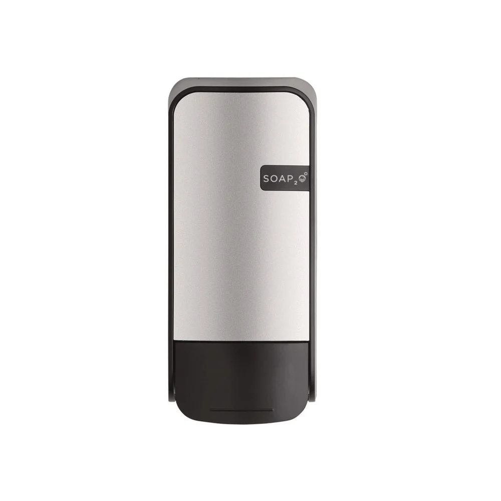 SOAP2O 2100BS-13-SP+R-EA 5 in. x 5 in. x 11 in. 1000 mL Wall-Mounted Dispenser - Black/Faux Stainless Steel