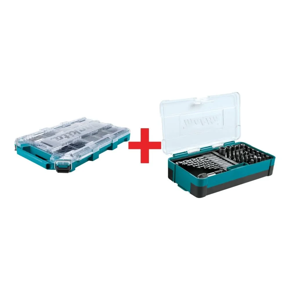 Makita MAKTRAK Low-Profile Medium Organizer with 48 Pc. Metric High Speed Steel Drill Bit, Screw BIt and Socket Set