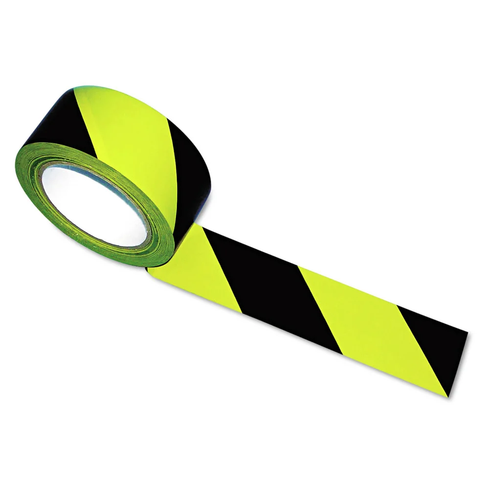 Tatco 2 in. x 108 ft. Hazard Marking Aisle Tape- Black/Yellow (1-Roll)
