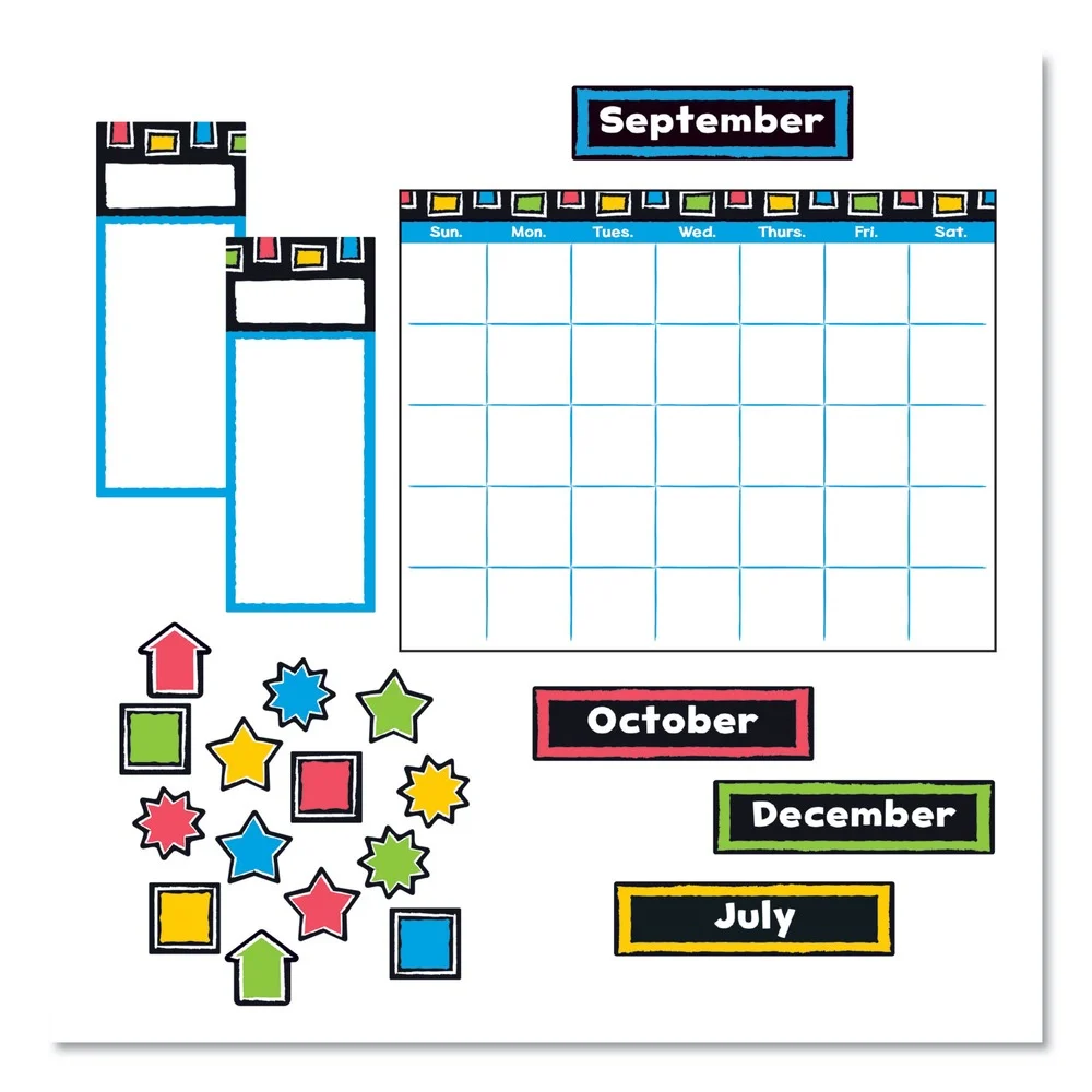 TREND 30-Piece 18 in. x 26.5 in. Bold Strokes Wipe-Off Calendar Bulletin Board Set - Assorted Colors