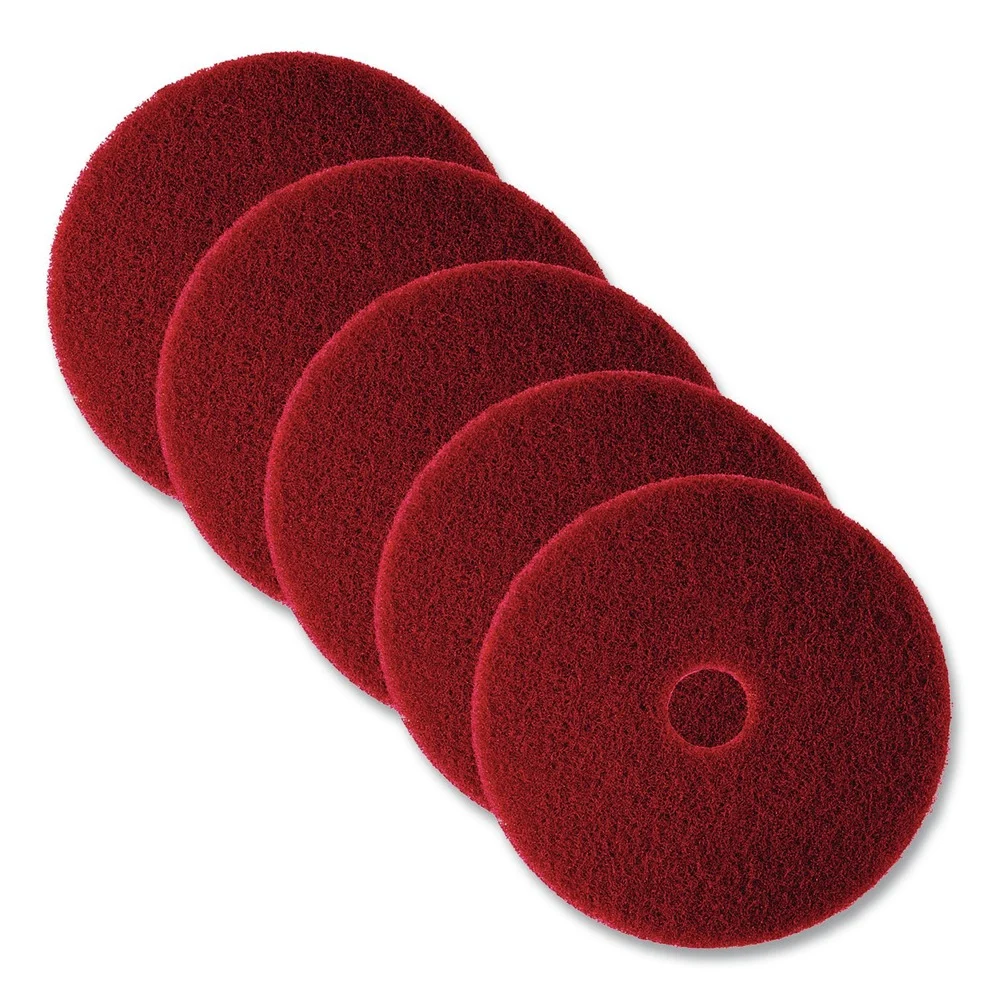 3M 12 in. Low-Speed Buffer Floor Pads - Red (5/Carton)