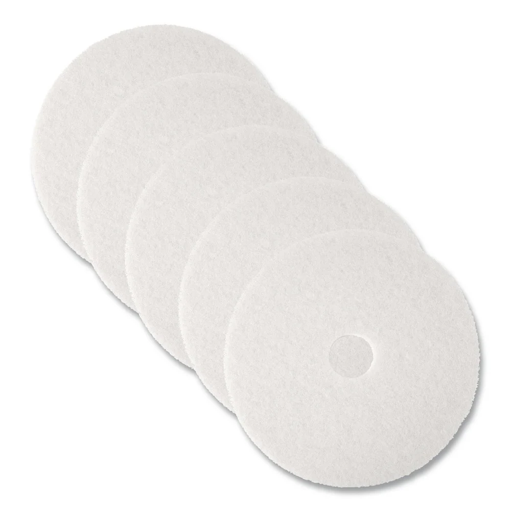 3M 17 in. Low-Speed Super Polishing Floor Pads - White (5/Carton)