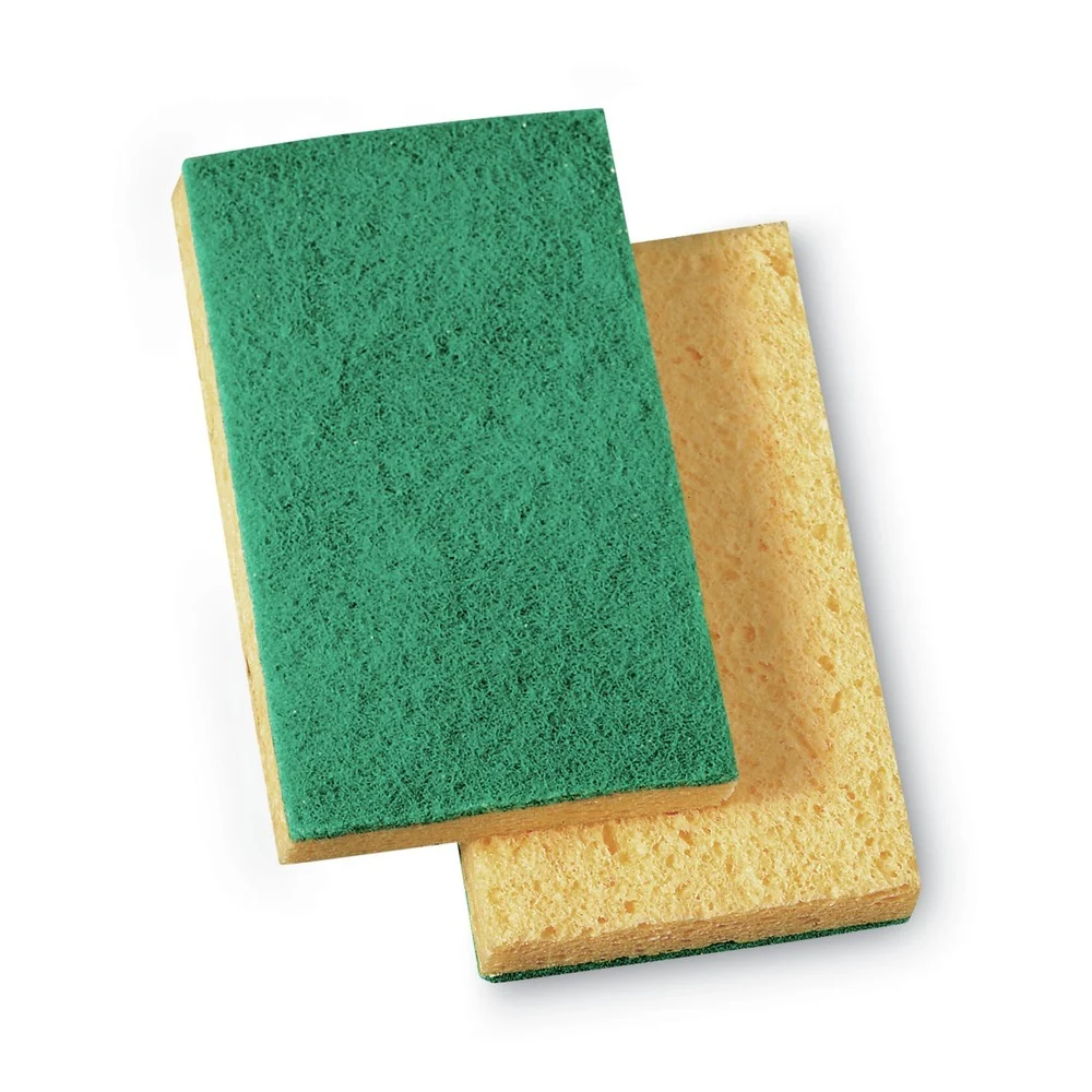 3M 74N 3.6 x 6 Niagara 1 in. Thick Medium Duty Scrubbing Sponge 74N - Yellow/Green (20/Carton)