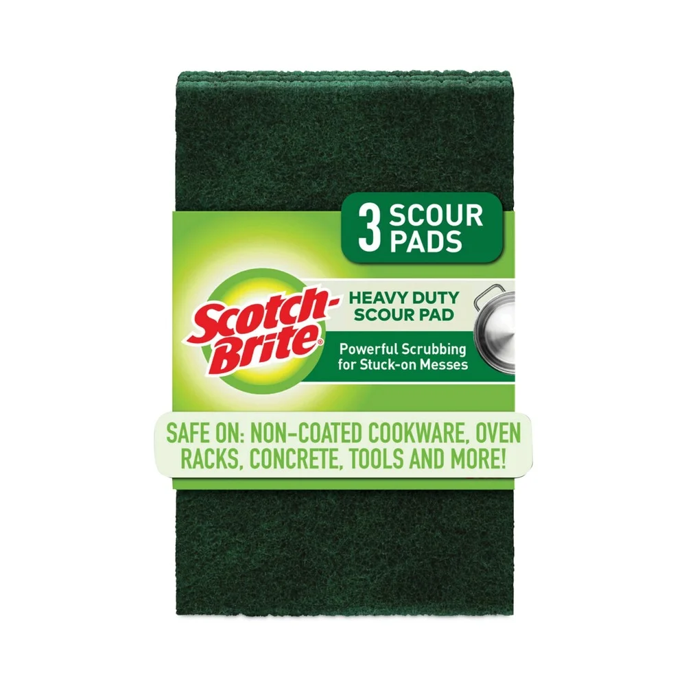 Scotch-Brite 223-10 3.8 in. x 6 in. Heavy-Duty Scour Pad - Green (10/Carton)