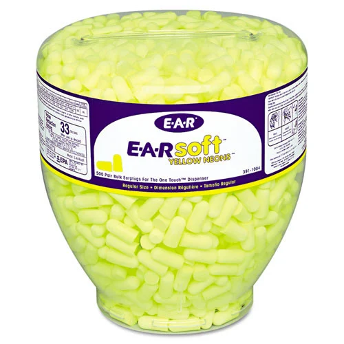 3M E-A-Rsoft Cordless Neon Tapered Earplug Refill - Yellow (500/Box)