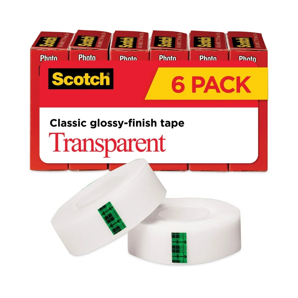 Scotch 0.75 in. x 83.33 ft. 1 in. Core Tape - Transparent (6/Pack)