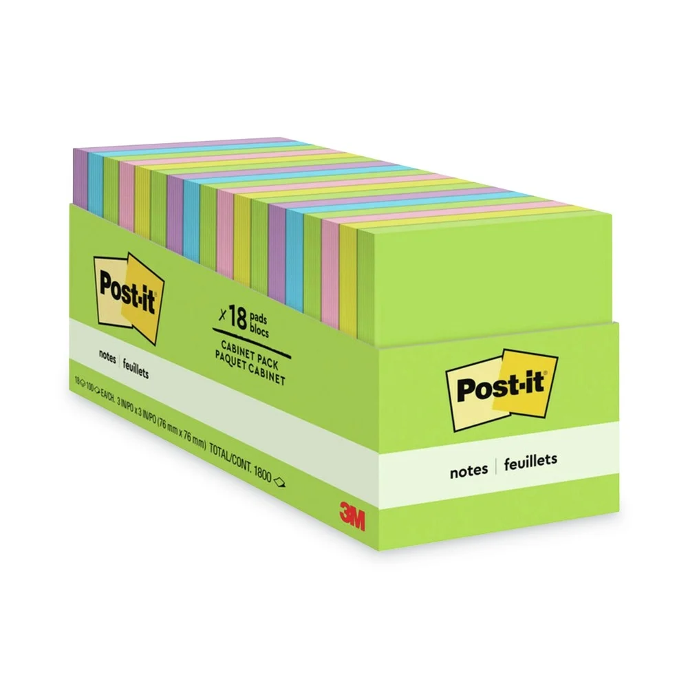 Post-it Notes 3 in. x 3 in. Original Pads in Floral Fantasy Collection Colors (18 Pads/Pack)