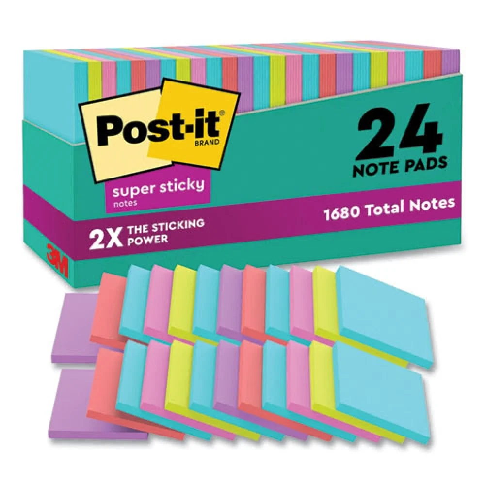Post-it Notes Super Sticky 3 in. x 3 in. Pads in Supernova Neon Collection Colors (24 Pads/Pack)