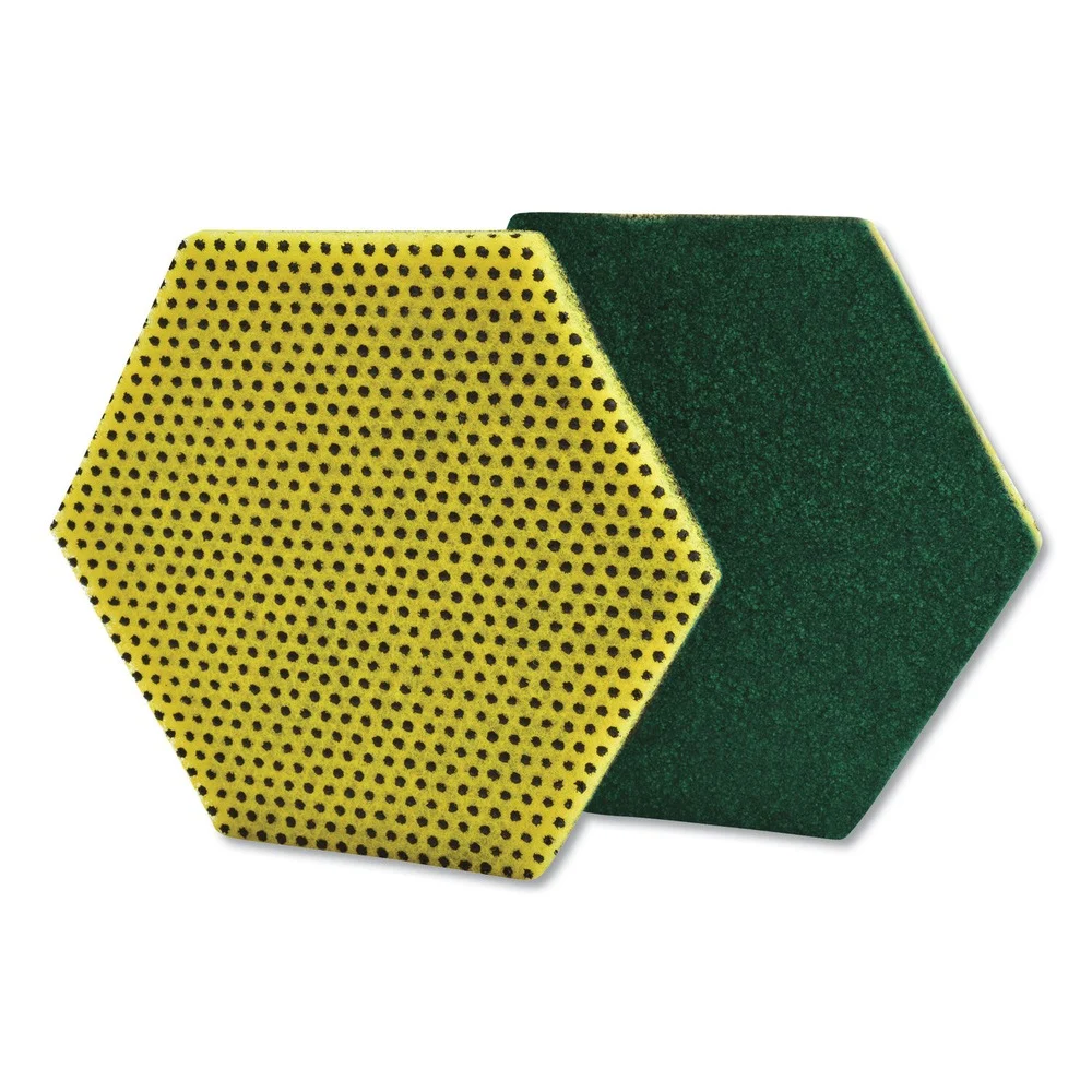 Scotch-Brite 96HEX 5 in. x 5.75 in. Dual Purpose Scour Pad - Green/Yellow (15/Carton)