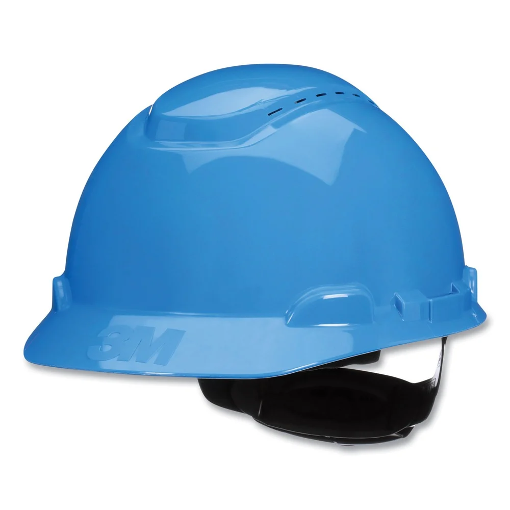 3M SecureFit H-Series 4-Point Pressure Diffusion Ratchet Suspension H-700 Vented Cap with UV Indicator Hard Hats - Blue
