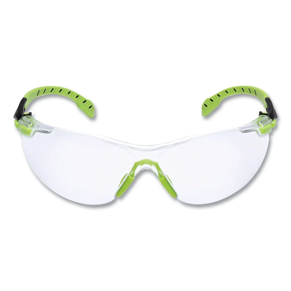 3M Solus 1000-Series Safety Glasses - Black/Green Plastic Frame Clear Polycarbonate Lens