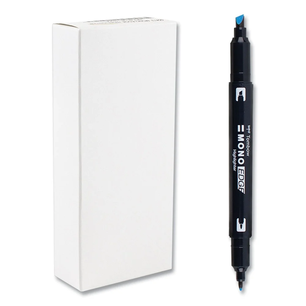 Tombow Mono Chisel/Bullet Tip Highlighters - Skyblue Barrel/Skyblue Ink (10/Box)