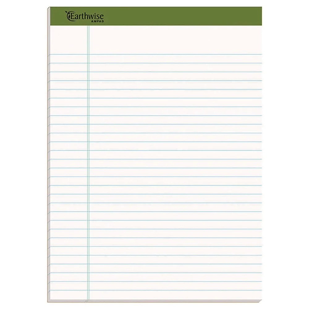 Ampad Earthwise by Ampad 8.5 in. x 11.75 in. Recycled Writing Pad - Narrow, Green/White (1-Dozen)