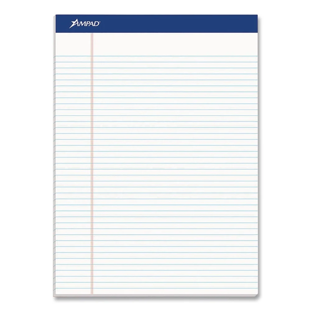 Ampad 8.5 in. x 11.75 in. Narrow Ruled Perforated Writing Pads - White (1-Dozen)