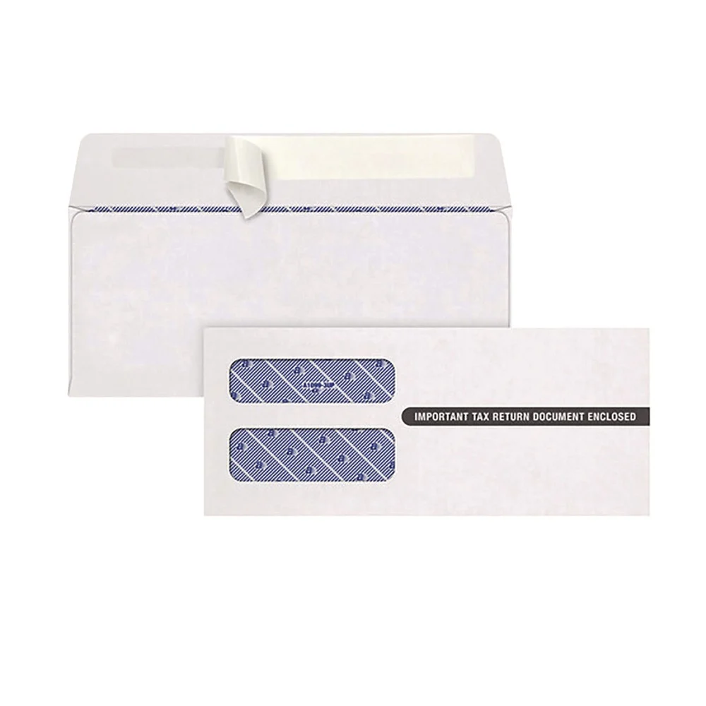 Adams 3.75 in. x 8.75 in. Commercial Flap Self-Adhesive Closure 1099 Double Window Envelope - White (24/Pack)