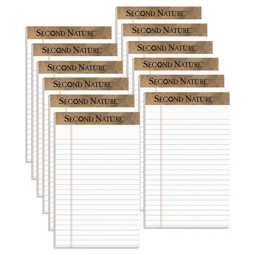 TOPS Second Nature 5 in. x 8 in. Sheets Narrow Rule Recycled Ruled Pads - White (1-Dozen)