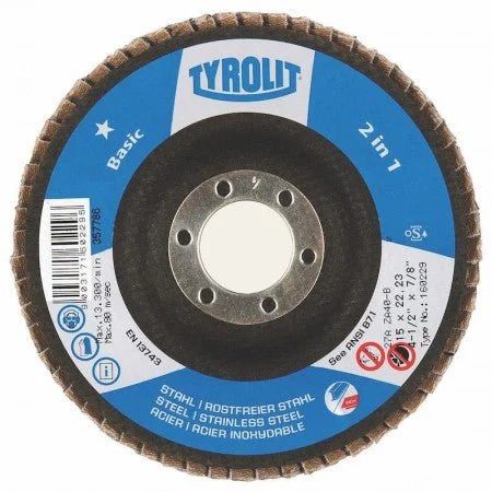 Tyrolit BASIC 2 in 1 Zirconia Flap Discs for Steel and Stainless Steel-Type 29 (Pack of 10)