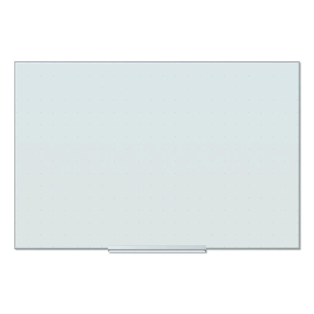 U Brands 35 in. x 23 in. Floating Glass Ghost Grid Dry Erase Board - White