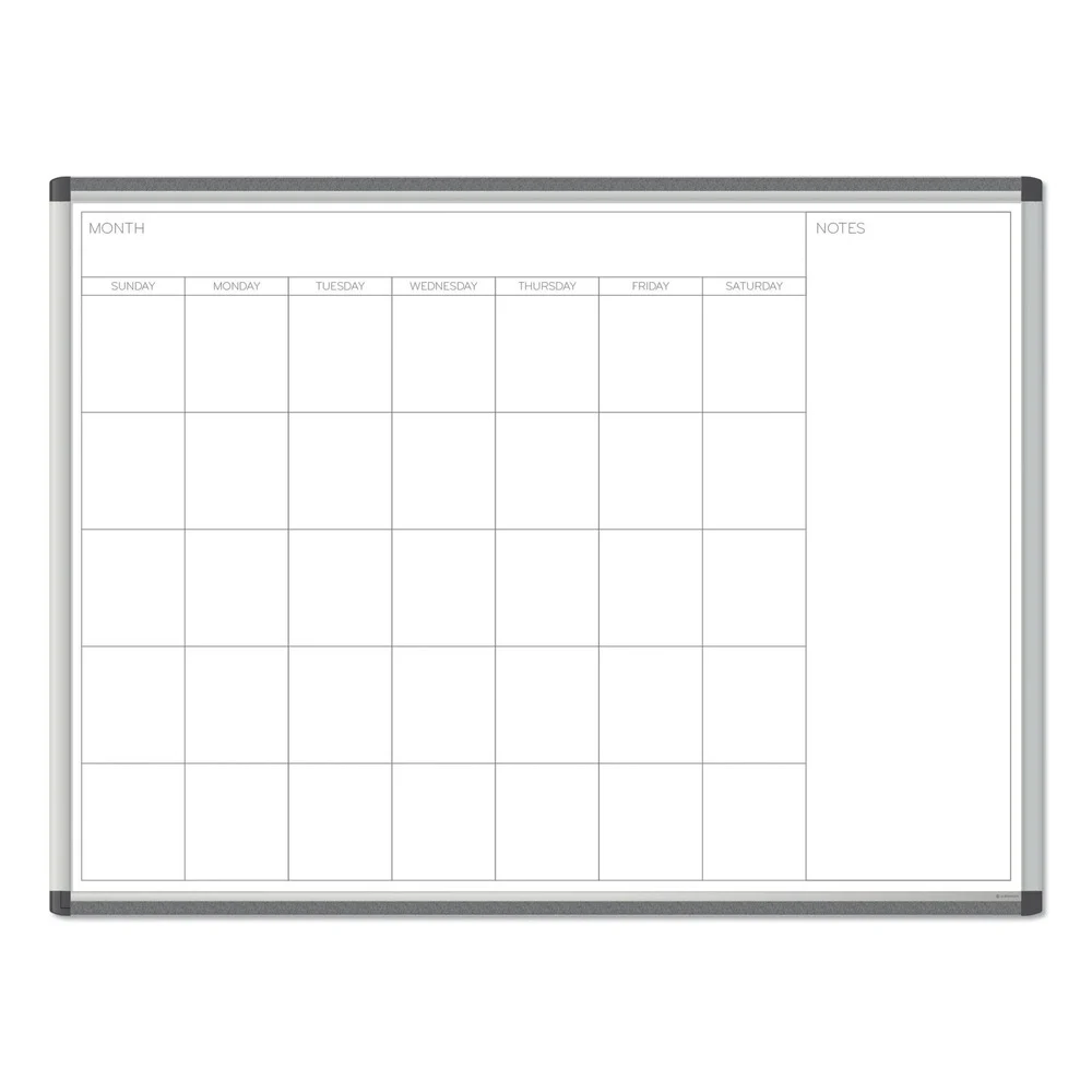U Brands PINIT 47 x 35 Magnetic Dry Erase Undated One Month Calendar - White