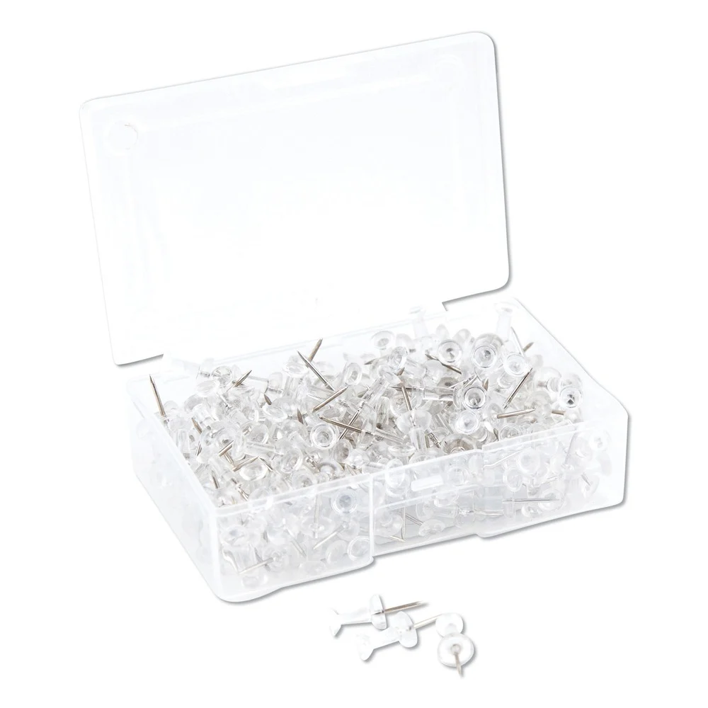 U Brands 0.44 in. Standard Push Pins - Clear Head/Silver Pin (200/Pack)
