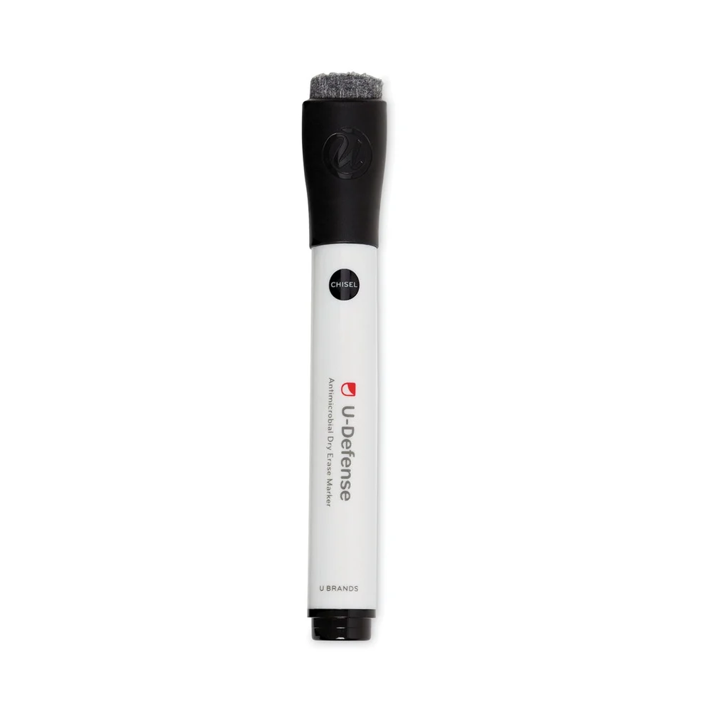 U Brands U-Defense Antimicrobial Broad Chisel Tip Dry-Erase Markers - Black (12/Pack)