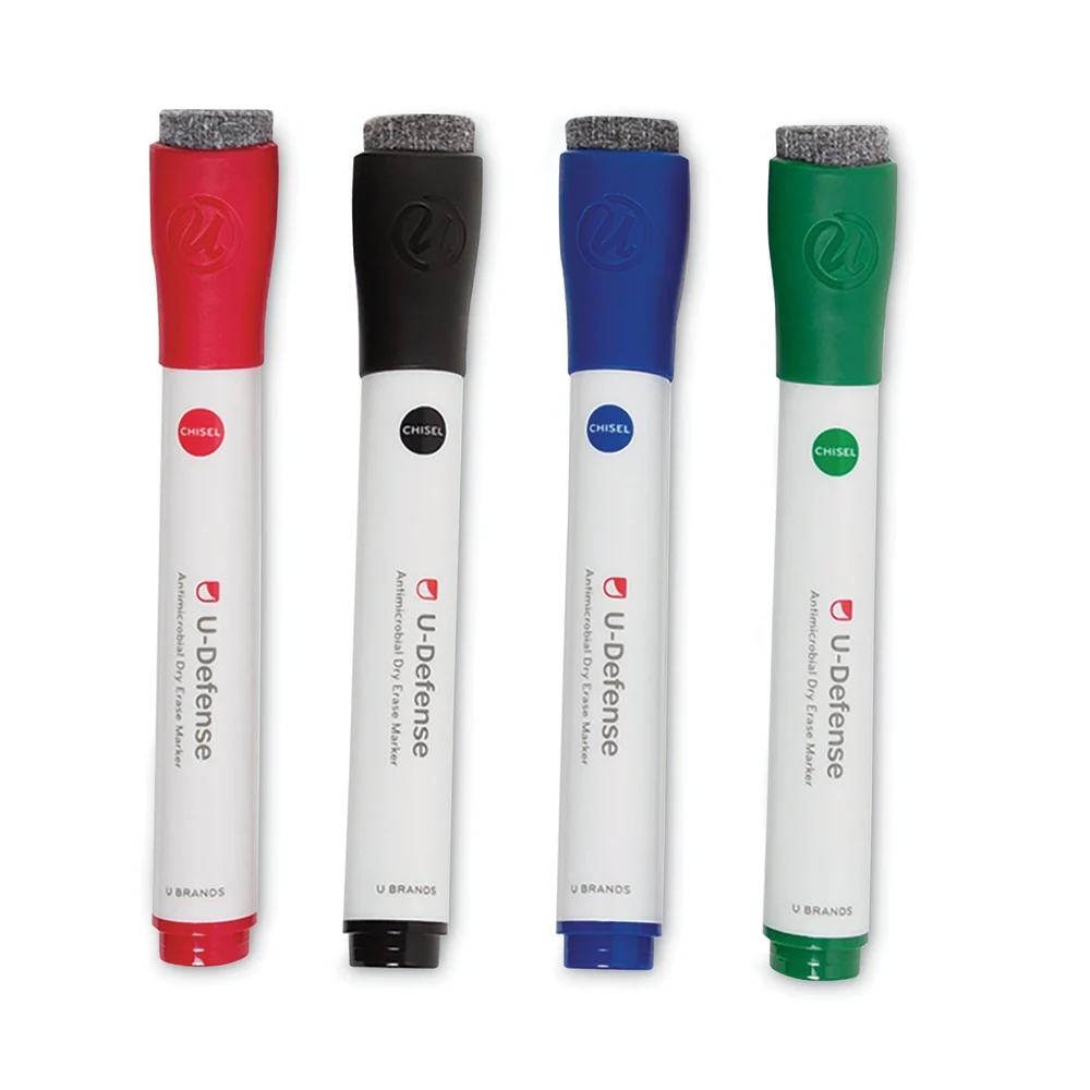 U Brands U-Defense Chisel Tip Antimicrobial Dry-Erase Markers - Assorted Colors (24/Pack)
