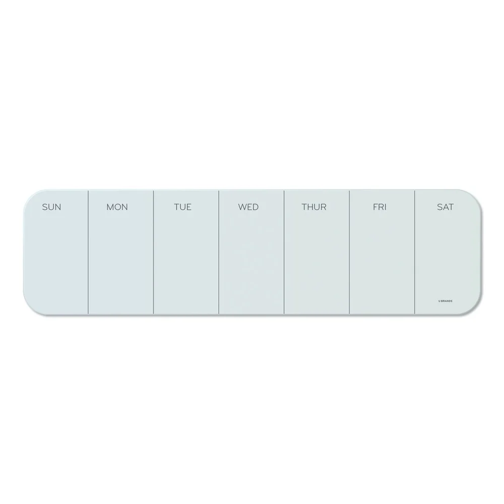 U Brands 20 x 5.5 Undated One-Week Cubicle Glass Dry Erase Board - White Surface