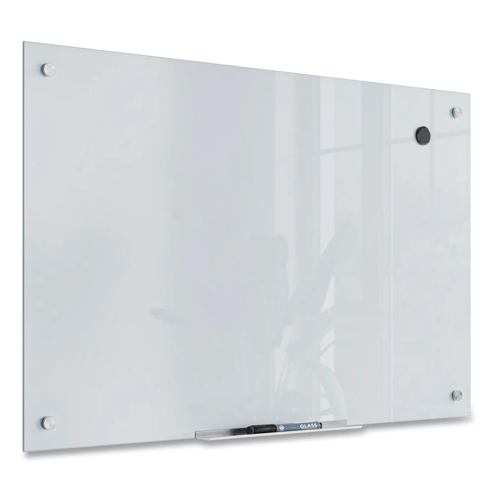U Brands 35 in. x 23 in. Magnetic Glass Dry Erase Board Value Pack - Frosted White